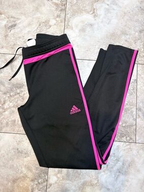 adidas Black Track Pants with Pink Trim